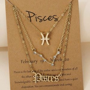🆕 3pc Pisces Zodiac Sign Constellation Stackable Necklaces